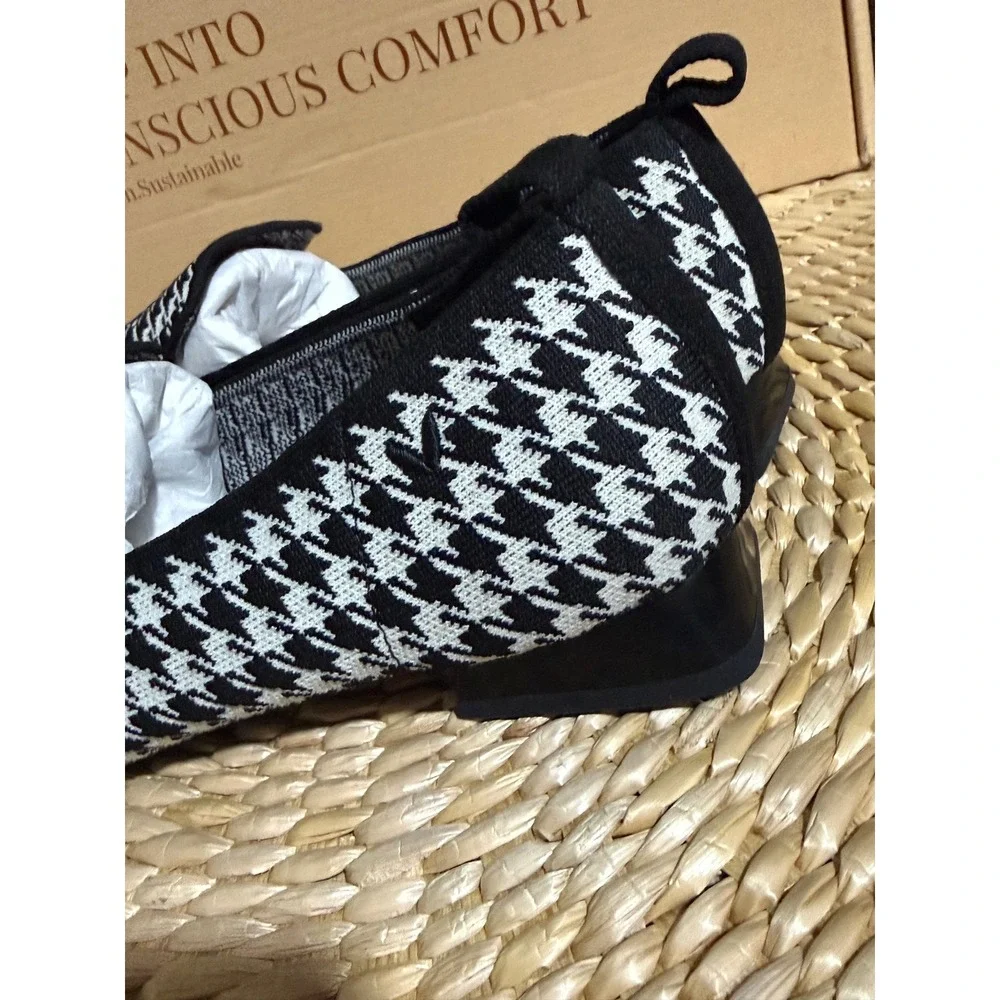 VIVAIA Houndstooth Pointed Toe‎ Knit Loafers Low Heel Size EU/39 US/8 NWT